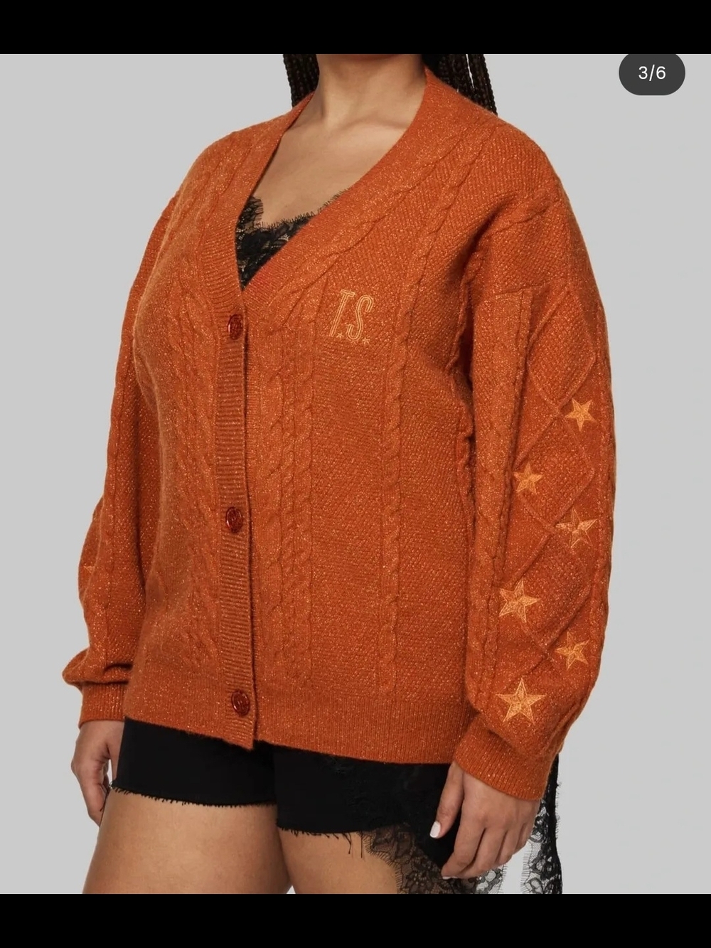 Taylor Swift Orange Cable Knit Cardigan with Star Detail